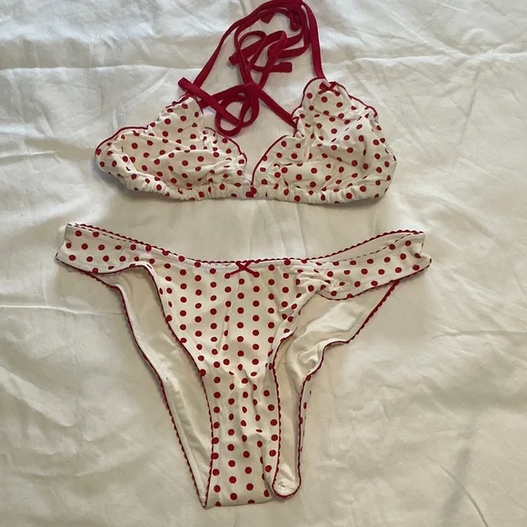Pink by Frankie’s Red Polka Dot Bikini Set - Picture 1 of 5